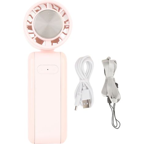 Wiederaufladbarer, Tragbarer Ventilator Mit 5 Geschwindigkeitsstufen Und Halbleiterkühlung – Pink