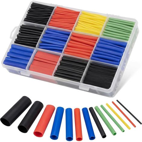 800 Stück Wasserdichte Schrumpfschläuche, Sortierte Schrumpfschläuche In Schwarz, Blau, Rot, Gelb Und Grün – 1 Bis 13 Mm – Zur Isolierung Von Elektrischen Leitungen