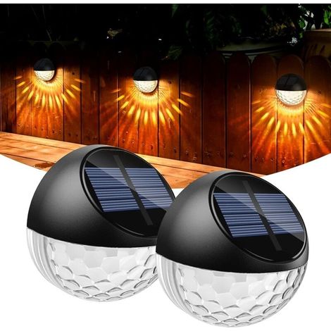 2er-set Led-solar-wandleuchten Für Den Außenbereich, Ip65 Wasserdicht, Dekorative Wandbeleuchtung, Warmweißes Licht, Zaunleuchte Für Wand, Terrasse, Garten, Eingangstür, Treppenhaus, Hof, Einfahrt