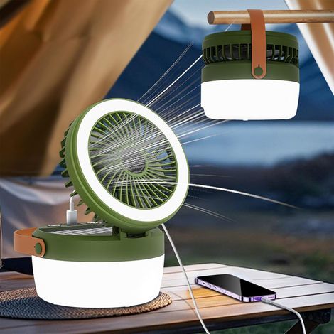 Robofun Solar-led-campinglampe – Dimmbare Campinglaterne – Mit Ventilator – 4 Beleuchtungsmodi – 3 Windgeschwindigkeiten – Für Camping, Abenteuer, Angeln Und Notfälle