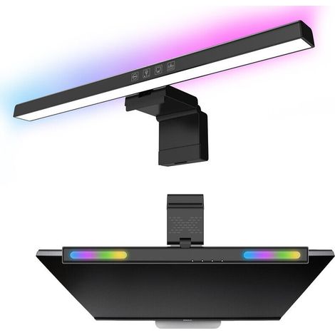 Wandleuchte Für Badezimmer – Lichtleiste Mit Rgb-hintergrundbeleuchtung, Rgb-monitor-lichtleiste, Led-computer-nachtlicht Mit Augenschonender, Blendfreier Beleuchtung, Touch-steuerung, Pc-schreibtisch