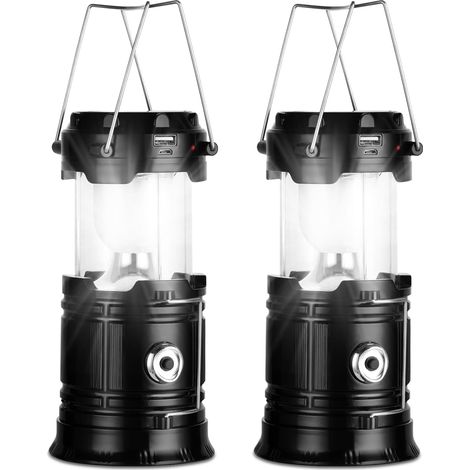 Solar-campinglaterne, 2er-pack Outdoor-taschenlampen, Tragbare Ip54 Wasserdichte Campinglampen, Für Camping, Wandern, Rettungseinsätze, Angeln, Höhlen