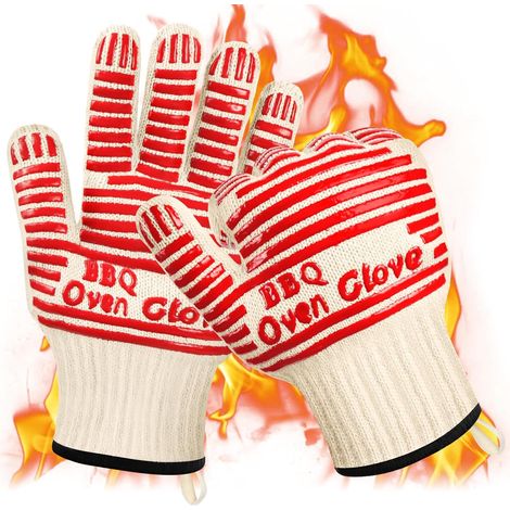 Küchenhandschuhe, Grillhandschuhe, Hitzebeständige Handschuhe, Rutschfeste Silikonhandschuhe, Hitzebeständig Bis 500 °c, Zum Kochen, Grillen, Für Kamin, Grillroste Und Gusseiserne Pfannen (rot - 27 Cm