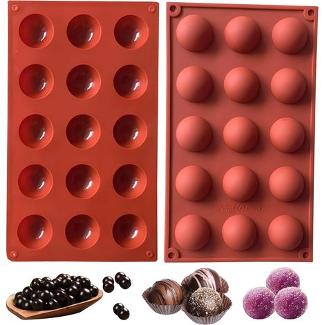 2-teilige Halbkugelform Mit 15 Mulden, Silikon-backform Für Schokoladendesserts, Eiscremebomben, Mini-teekuchen, Bonbons, Kekse, Gummibärchen Und Wackelpudding