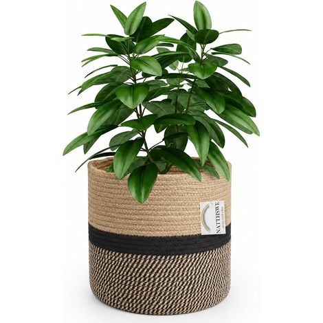 Blumentopf Mit Futter, Indoor-pflanzkorb Aus Stoff Für 18-cm-blumentöpfe, Pflanztopf Aus Baumwollseil Und Jute, Heimdekoration