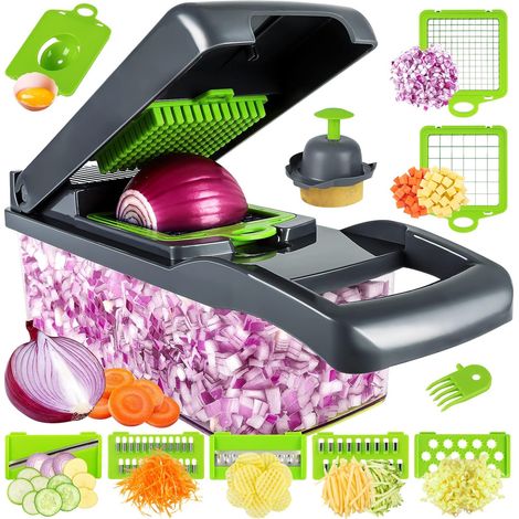 Gemüseschneider, Professioneller Zwiebelschneider, 13-in-1 Multifunktions-lebensmittelzerkleinerer, Gemüseschneider-häcksler-schneider, Gemüseschneider Mit 8 Klingen, Karotten- Und Knoblauchschneider
