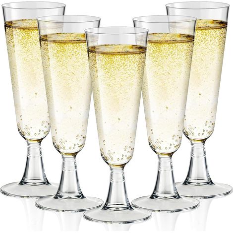 50 Stück Durchsichtige Champagnerflöten, Wiederverwendbare Champagnergläser Aus Kunststoff, 150 Ml Tumbler-wein-cocktailgläser, Champagnergläser Für Hochzeiten, Weihnachten, Geburtstage Und Partys