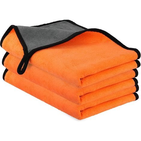 Mikrofasertücher, 40 X 60 Cm, 3 Stück, Extra Dicke, Super Saugfähige Mikrofasertücher Zum Autowaschen, Trocknen Und Polieren (orange)