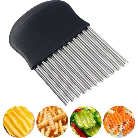 1 Stück Wellenförmiger Kartoffelschneider, Kartoffelschneidermesser Aus Edelstahl Zum Schneiden Von Kartoffeln, Gemüse, Karotten, Zwiebeln Und Gurken