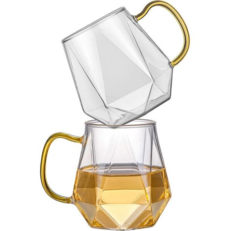Set Mit 2 Hitzebeständigen Kaffeetassen Aus Borosilikatglas Für Cappuccino, Espresso, Tee, Milch, Saft, Bier Und Heiße/kalte Getränke, 300 Ml