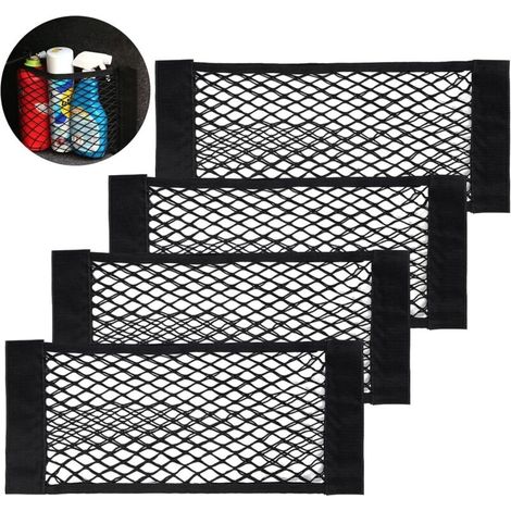 Weitere Aufbewahrungsmöglichkeiten: Kofferraumnetz, [4 Stück 70 X 25 Cm] Organizer, Tasche, Kofferraum-organizer, Aufbewahrungsnetz Mit Gummizug, Klettverschluss Fürs Auto