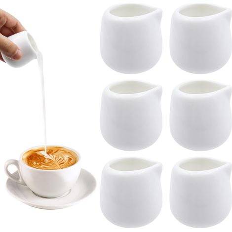 Mini-milchkännchen, 6 Stück, Porzellan-milchkännchen Ohne Henkel, 50 Ml Kleine Weiße Keramik-milchkännchen, Keramik-milchkännchen Für Milch, Kaffee, Soße, Saft, Sahne, Hotels, Cafés