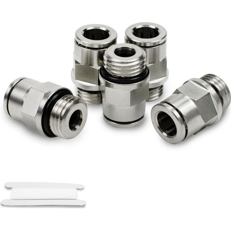 5 Stück 8 Mm Außendurchmesser X 1/4" Bsp-außengewinde-schläuche Mit O-ring, Gerade Push-lock-pneumatikverschraubung Aus Vernickeltem Messing