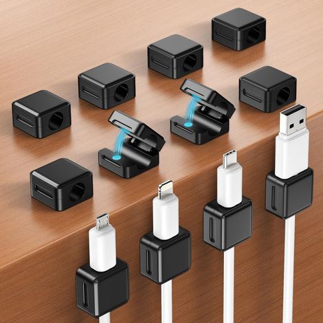 12-teiliges Set Magnetischer Kabelmanagement-clips Für Schreibtische, Selbstklebende Kabelorganisatoren Für Nachttische, Stromkabel, Hdmi-, Usb- Und Audiokabel (schwarz, 7 Mm)