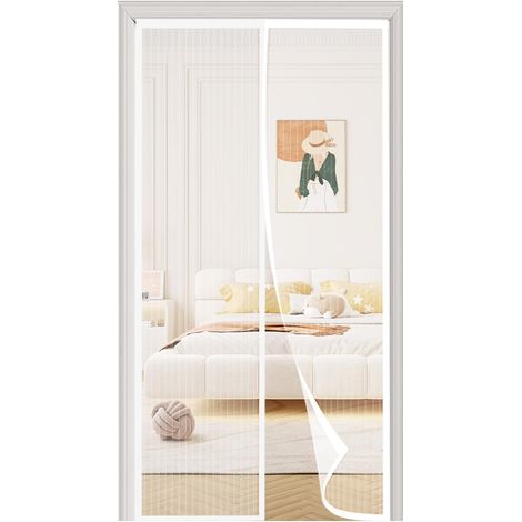 Magnetisches Moskitonetz Für Türen Und Fenster, 160 X 220 Cm, Magnetischer Türschutz, Ultrafeines Moskitonetz, Magnetischer Vorhang Ohne Bohren, Automatischer Schließmechanismus, Weiß