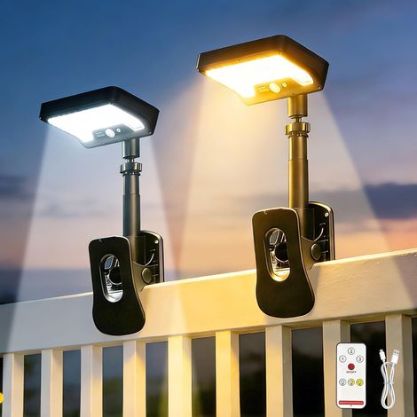 Solar-außenleuchten Mit Fernbedienung, Solar-sicherheitsleuchte Mit Bewegungsmelder Für Zaun, Garage, Camping, Einfahrt, 2er-pack [energieklasse G]