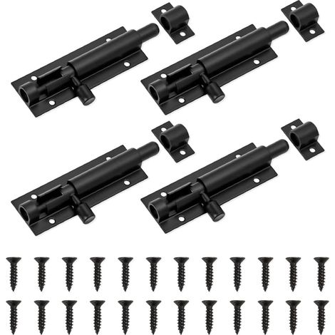 4-teiliges Türriegel-set, Türriegel Mit Schrauben, Schieberiegel, Schiebetürschloss, Aluminiumlegierung Für Gartentor, Schuppen, Fenster, Schwarz