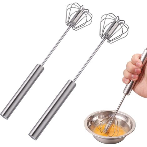 Halbautomatischer Schneebesen, Schneebesen Aus Edelstahl, Küchen-schneebesen, Handschieber, Rotations-schneebesen Für Gleichmäßiges Vermischen Von Zutaten – Tragbar