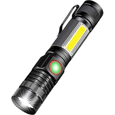 Leistungsstarke, Per Usb Wiederaufladbare Led-taschenlampe, Tragbare, Zoombare Cob-taschenlampe Im Militärstil Für Garage, Autowerkstatt, Camping, Heimwerkerarbeiten (18650-akku Und Magnetfuß Im Liefe