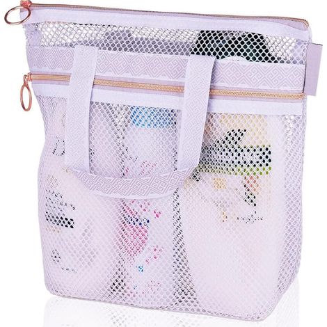 Reisetasche, Duschbeutel Aus Netzgewebe, Faltbar, Wasserdicht, Multifunktional, Zum Aufhängen, Für Camping, Toilettenartikel, Spa Und Reisen (weiß)