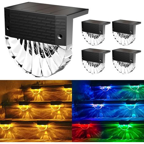 Solar-außenleuchte Mit 4 Leds – 3 Modi, Ip65 Wasserdicht, Automatische Ein-/ausschaltfunktion Für Den Garten – Warmweiß/rgb [energieklasse E]