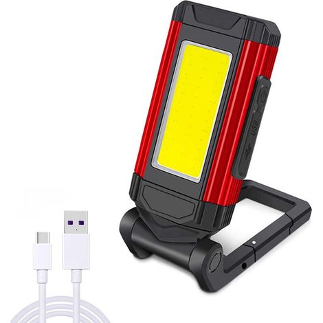 5-w-cob-arbeitsleuchte, Tragbar, Typ-c, Usb-aufladbar, Magnetfuß, Led-werkstattleuchte Für Kfz-reparaturen, Faltbar, Stufenlos Dimmbar, Taschenlampe [energieklasse
