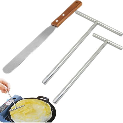 Set Mit 3 T-förmigen Gebäckspateln Aus Edelstahl, Crêpe-spender, Ideal Zum Backen Von Kuchen, Verstreichen Von Marmelade Und Zubereiten Von Crêpes Und Pfannkuchen