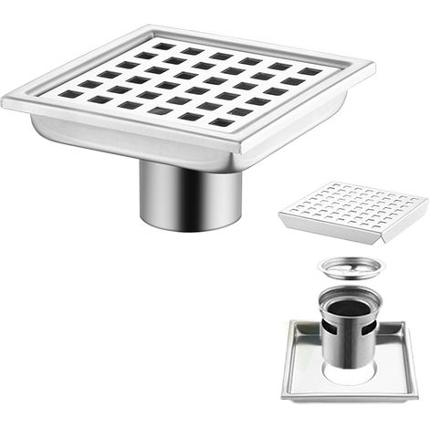 Quadratischer Duschablauf – 15 X 15 Cm – Duschablauf – 360°-siphon Mit Geruchs- Und Haarfilter – 2-in-1 – Edelstahlklemme – Für Badezimmer, Keller Und Innenräume