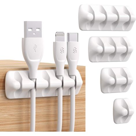 Kabelclips Für Den Schreibtisch – 5er-pack – Silikon-kabelclips, Selbstklebende Kabelbinder, Kabelorganisator Für Ladegerät-, Maus-, Kopfhörer- Und Telefonkabel – Weiß
