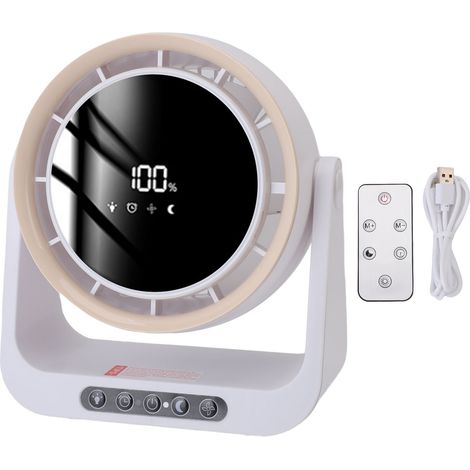 15 Cm Großer, Blattloser Tischventilator, Leise, Usb-anschluss Mit Digitalanzeige Und Fernbedienung, Weiß/kaffeefarben