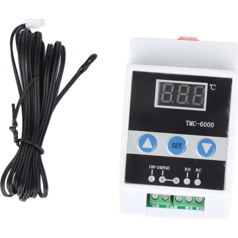 Digitaler Temperaturregler Für Din-schiene Tmc-6000 Ac110-240v, -45 Bis 110 °c, Mit Ntc-sonde