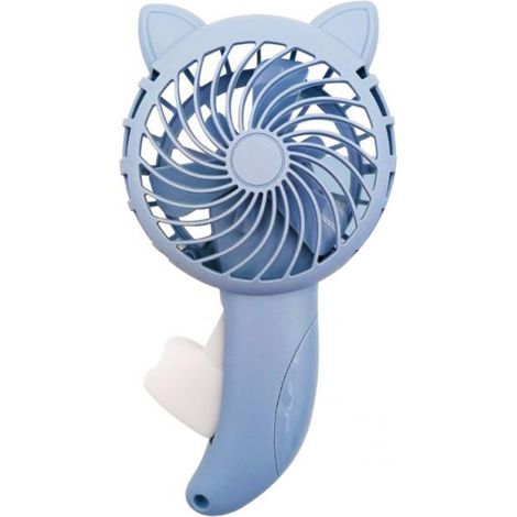 Handventilator Im Katzenohren-design, Blau, Batterielos, Aus Pp, 11 X 4 X 20 Cm