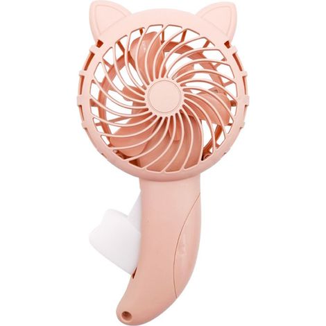 Handbetriebener Ventilator Mit Rosa Katzenohren-design, Batterielos, Aus Pp, 11 X 4 X 20 Cm