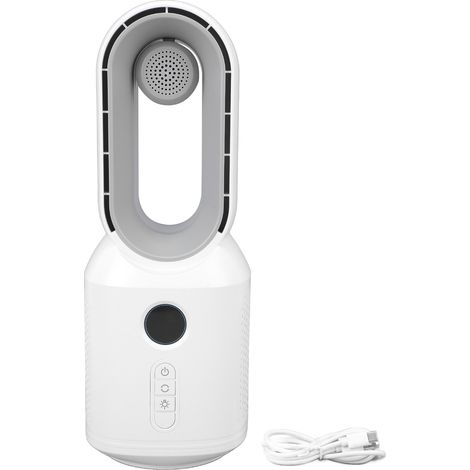Rotorblattloser Tischventilator Mit Bluetooth-lautsprecher, 3 Geschwindigkeitsstufen, Einstellbarem Led-licht, Leise Und Tragbar