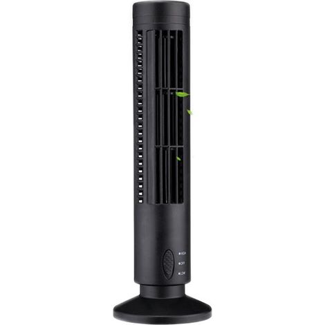 Turmventilator Ohne Rotorblätter, 2 Geschwindigkeitsstufen, Oszillierend, Schwarz, 33 Cm – Leistungsstarke Kühlung Für Büro Und Zuhause