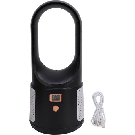 6-stufiger, Blattloser Usb-tischventilator Mit Leistungsanzeige, Leiser Betrieb, Schwarz