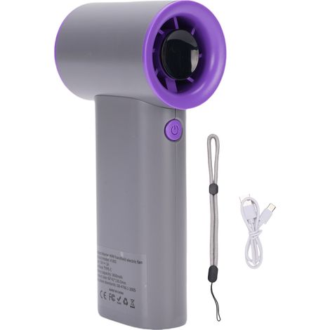 Tragbarer Hochleistungsventilator Mit Digitalanzeige, Stufenlos Einstellbarer Geschwindigkeit Und Usb-akku – Grau