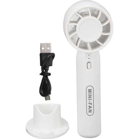 Tragbarer, Per Usb Aufladbarer Ventilator, 3 Geschwindigkeitsstufen, Leiser Turbomodus, Weiß – 15 Cm, 600-mah-akku