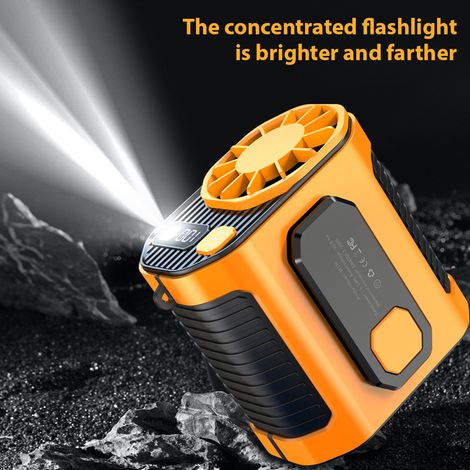 Tragbarer Gürtelventilator, 5000 Mah, 100 Leistungsstufen, Lange Akkulaufzeit, Orangefarben
