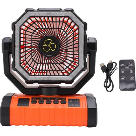 Tragbarer Ventilator Mit 20000-mah-akku, Led-licht, 360°-drehung Und Zelthaken