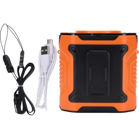 Tragbarer, Per Usb Aufladbarer Ventilator Für Gürtel Oder Hals, 100 Geschwindigkeitsstufen, 5000-mah-akku, Integrierte Taschenlampe, Orange