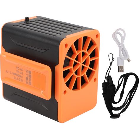 Wiederaufladbarer Gürtelventilator Mit 10000 Mah, Usb-anschluss, Taschenlampe, 4 Geschwindigkeitsstufen Und Led-anzeige