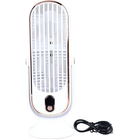 Wiederaufladbarer Usb-tischventilator, Leiser Gleichstrommotor, 5 Geschwindigkeitsstufen, Oszillierend, Weiß