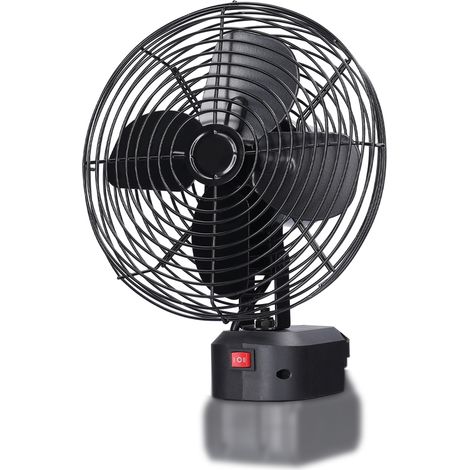 Tragbarer Outdoor-ventilator Für Camping, Picknicks Und Angeln – Schwarzes Metall, 220 Mm, 2 Einstellbare Geschwindigkeitsstufen, Kabellos