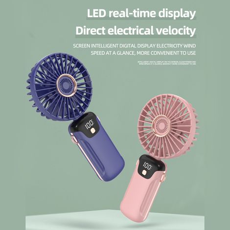 Sl608 Tragbarer Ventilator Mit Led-anzeige, 5 Einstellbaren Geschwindigkeitsstufen, Eingebautem 3000-mah-akku, Leise Und Faltbar