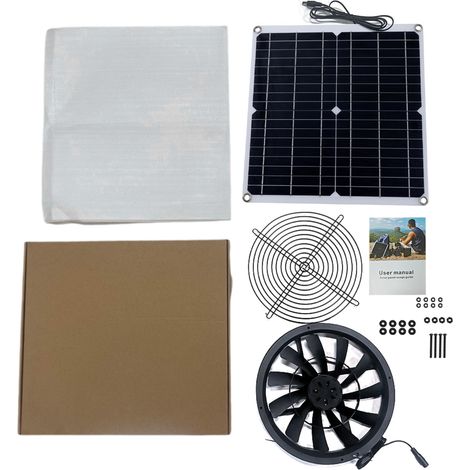 30-w-solar-abluftventilator – 25 Cm, Ip65 Wasserdicht, Für Gewächshaus, Hühnerstall, Schuppen Oder Hundehütte