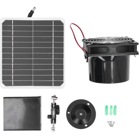 50-w-12-v-solar-abluftventilator, 6,5-zoll-monokristallin-panel Mit Schutzgitter Und Batteriefach