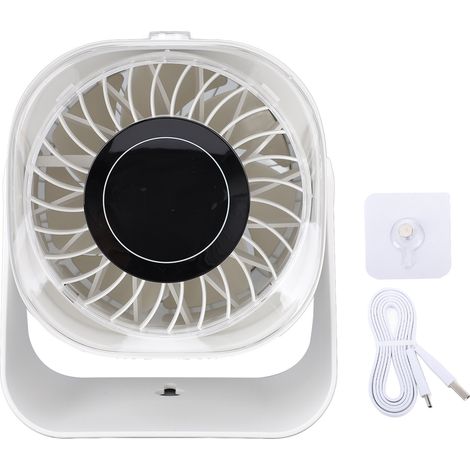 Tischventilator Mit 100 Geschwindigkeitsstufen, Digitalanzeige, 220° Vertikaler Verstellung, Wiederaufladbar Und Leise, Weiß