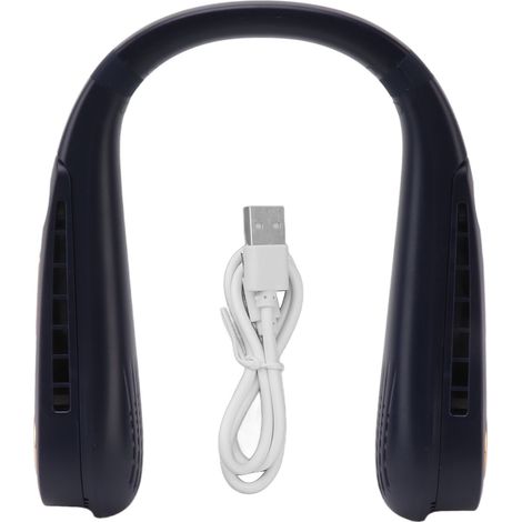 Wiederaufladbarer, Klingenloser Nackenventilator Per Usb, 5 Geschwindigkeitsstufen, Tragbar Und Zum Aufhängen – Blau