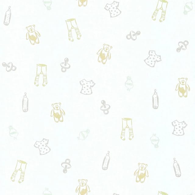 Bricoflor Neutrale Babyzimmer Tapete in Hellblau Vlies Kindertapete mit Teddybär und Schnuller für Babys Vliestapete für Jungen und Mädchenzimmer